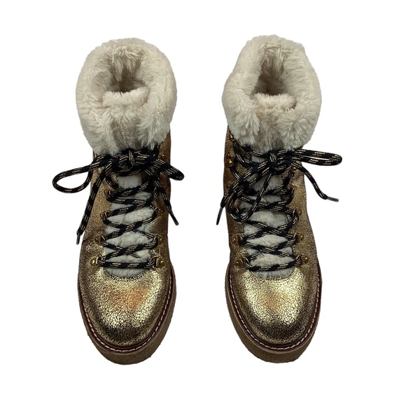 J Crew Gold Metallic Faux Fur Winter Boots AE 998 - Picture 3 of 15